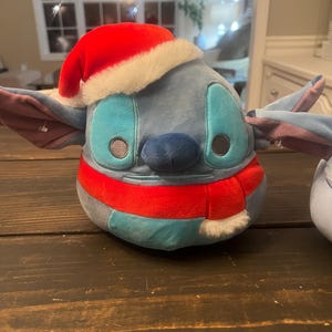 Lot Of 2 Disney Stitch Christmas Squishmallow Plush With Santa Hat & Scarf And Pajamas Pj image 3