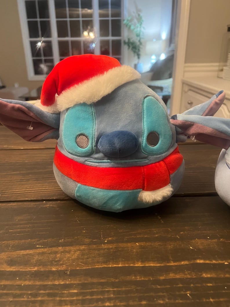 Lot Of 2 Disney Stitch Christmas Squishmallow Plush With Santa Hat & Scarf And Pajamas Pj image 3