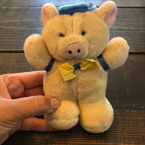 Vintage Plush Pig with sailor hat window cling Stuffed Animal