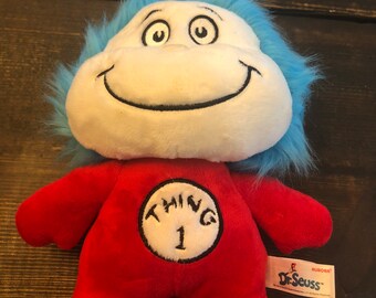 Aurora Dr Seuss Thing 1 & 2 Plush Double Sided Stuffed Toy Has 2 Faces