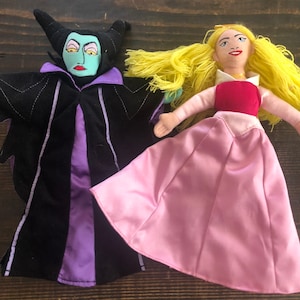 The Disney Store Sleeping Beauty Maleficent and Aurora Mini Bean Bag Plush Stuffed Toy