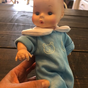 Vintage Doll Baby with blue dressing gown