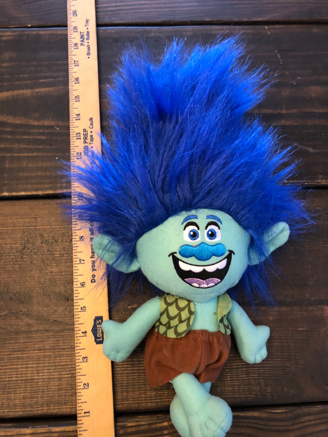 Dreamworks Branch Trolls Plush Doll Stuffed Happy With Blue | Etsy