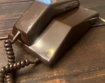Vintage 1967 Northern Electric Contempra Telephone Brown Cradle Turn Dial Phone Cord