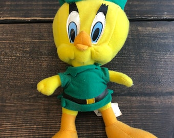 Vintage 1997 Looney Tunes Tweetie Bird Robin Hood plush