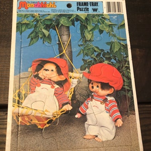 Vintage 1981 The Original Monchhichi Frame Tray Puzzle Complete Hard cardboard Mattel Sekiguchi.