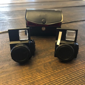 Vintage Pair Kodak Disc Camera Lenses Telephoto & Wide Angle with lens caps and case