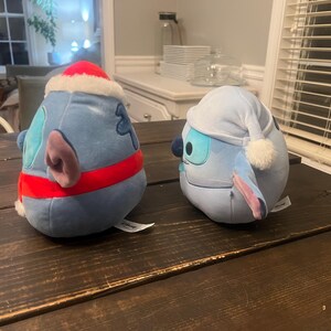Lot Of 2 Disney Stitch Christmas Squishmallow Plush With Santa Hat & Scarf And Pajamas Pj image 6