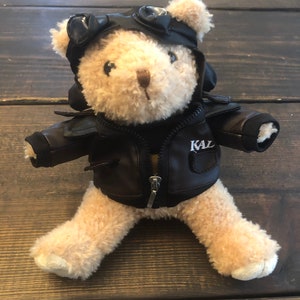 Airlines Pilot flight jacket and goggles Teddy Bear Rare Korean Air Plush Stuffed Bear