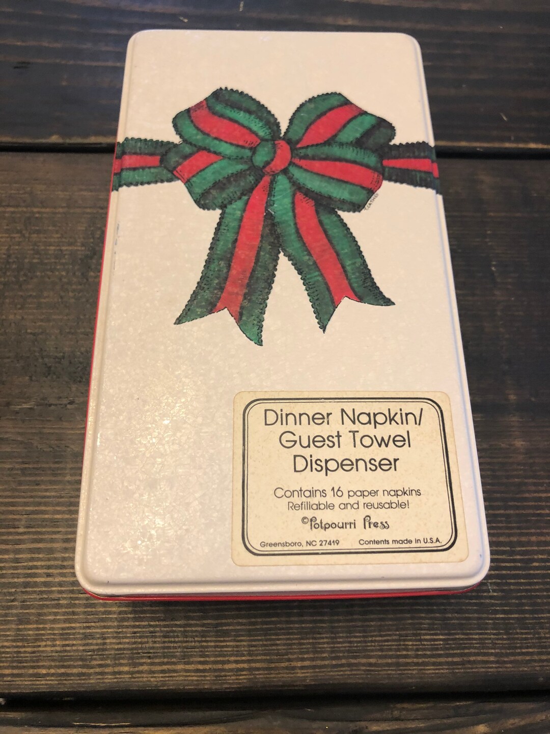 Vintage 1987 Potpourri Press Christmas Napkin in Original Tin. Etsy