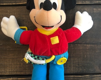 Vintage Mattel Walt Disney Mickey Mouse Learn To Dress Me Doll Plush for Small Motor skills