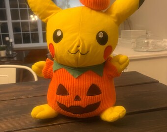 Pokemon Pikachu Halloween Pumpkin Jumbo Plush 16"  Toy Factory w Tag! Rare