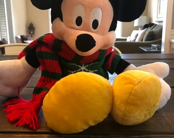 Disney Store Mickey Mouse Christmas Plush Stuffed Animal