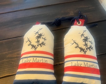2 Lake Martin Al Nautical pillows Buoy pillow Coastal pillow Fabric buoy Beachy pillow
