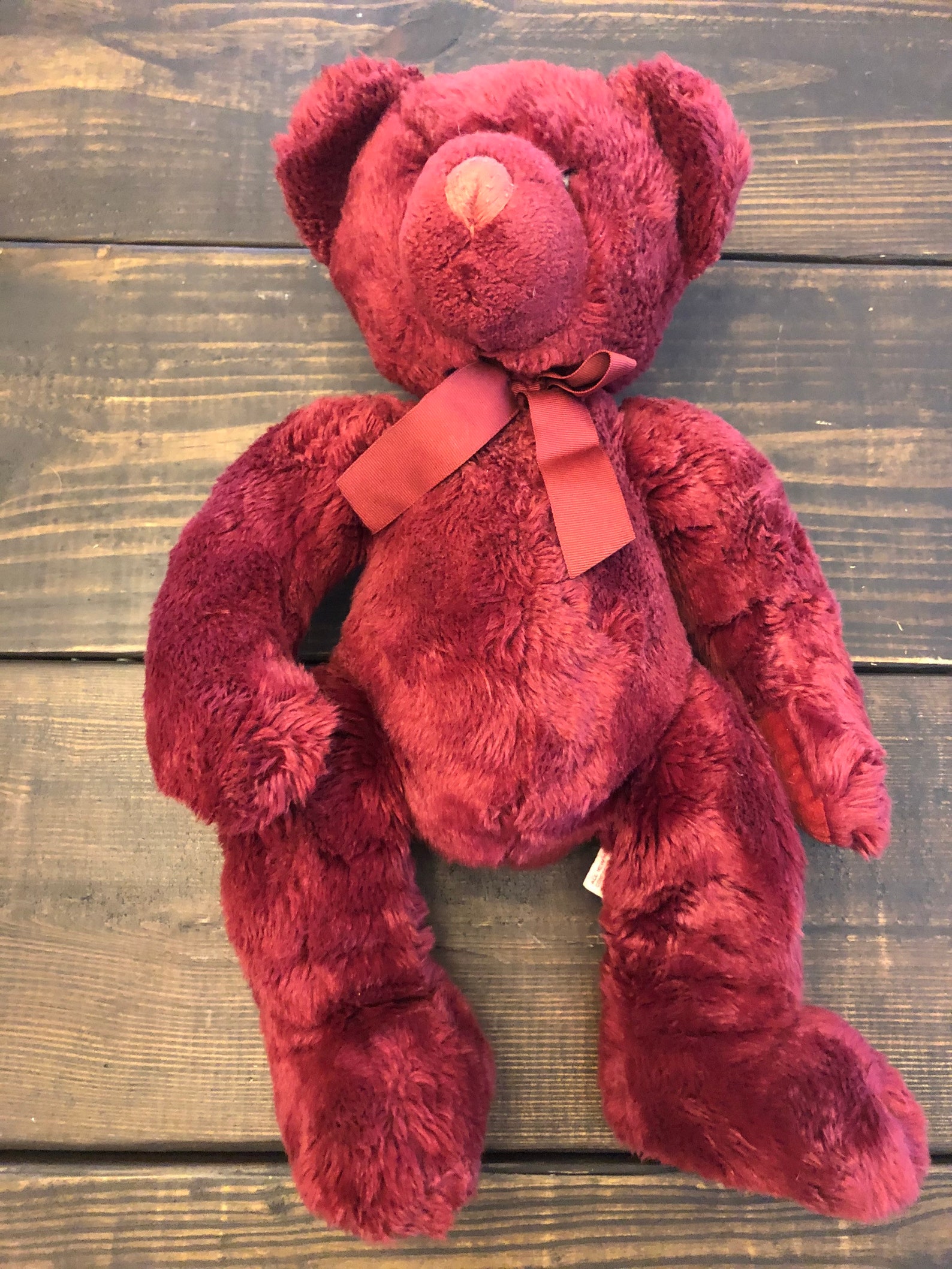 Vintage Russplus Burgundy Plush Teddy Bear Stuffed Animal - Etsy