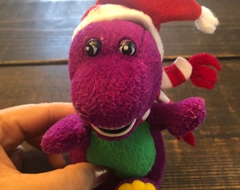 Vintage 1990’s Lyons Group Mini Barney plush Christmas Stuffed Animal
