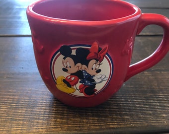 Vintage Hallmark Disney Minnie and Mickey Mouse Red Coffee Mug