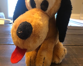 Vintage Walt Disney Sitting Pluto Plush Stuffed Animal Toy