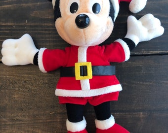 Vintage 1988 Playskool Walt Disney Productions Christmas Mickey Mouse Plush Stuffed Animal