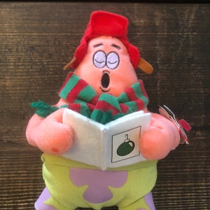 Ty Sponge Bob Square Pants Patrick Silent Night Star Beanie Plush Stuffed Animal