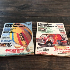 Vintage 1977 March and July Popular Mechanics Magazines loaded with ads and Camping , Campers Airstream Pop up