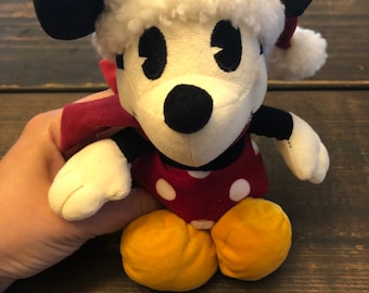Disney Store Christmas Minnie Mouse with Santa hat plush stuffed animal