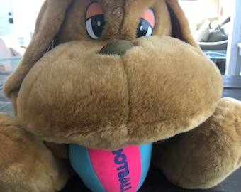 Vintage Football Tan Brown Cowboy Puppy Dog Plush Stuffed Animal