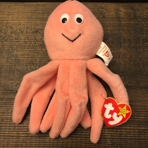 Vintage TY Beanie Baby Inky Octopus With Style 4028 Tag Retired