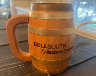 Vintage Wooden Barrel Mug for BellSouth Business Systems from the 1994 Alabama Sales Kickoff Conference Held at Opryland Hotel February 3-4