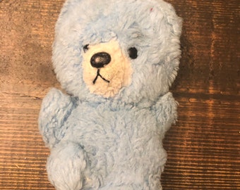Vintage Baby Blue Teddy Bear Plush Stuffed Animal