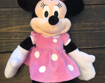 Disney Minnie Mouse Plush Pink Polka Dots Hair Bow and Skirt  