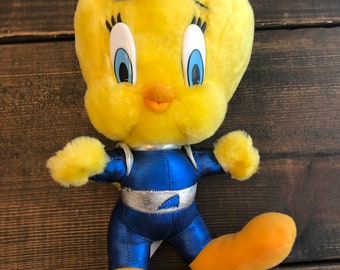 Vintage 1998 Warner Brother Looney Tunes Tweety Bird Space suite plush