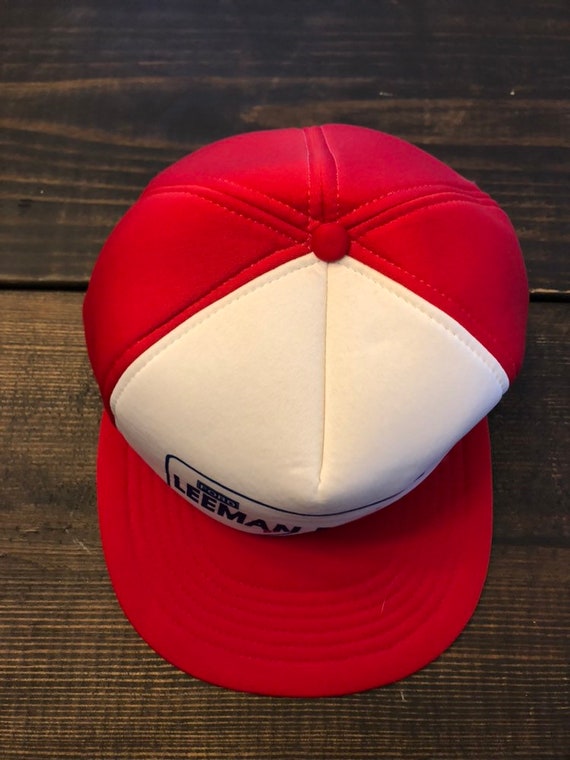 Vintage 100% polyester red and white Truckers hat… - image 6