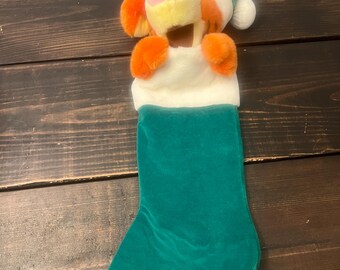 Vintage Disney Winnie the Pooh Tigger Green Christmas Stocking