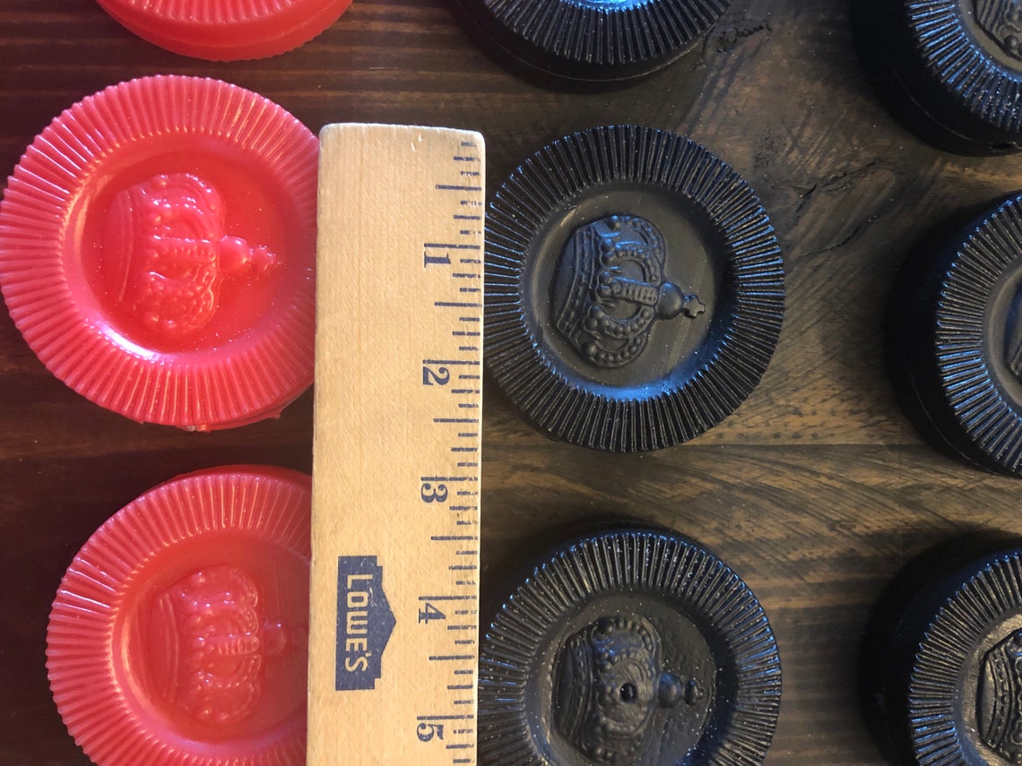 Vintage lot of 24 Plastic Blow Mold Checker Board Pieces Red Etsy