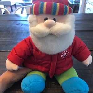 Vintage Christmas Dan Dee Puffer Coat Santa Clause Plush Stuffed Animal