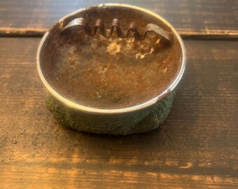 Antique Vintage  Stone Bag Ashtray
