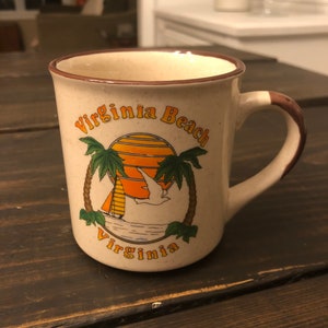 Vintage Virginia Beach Virginia Coffee Mug Palm tree and sail boat design
