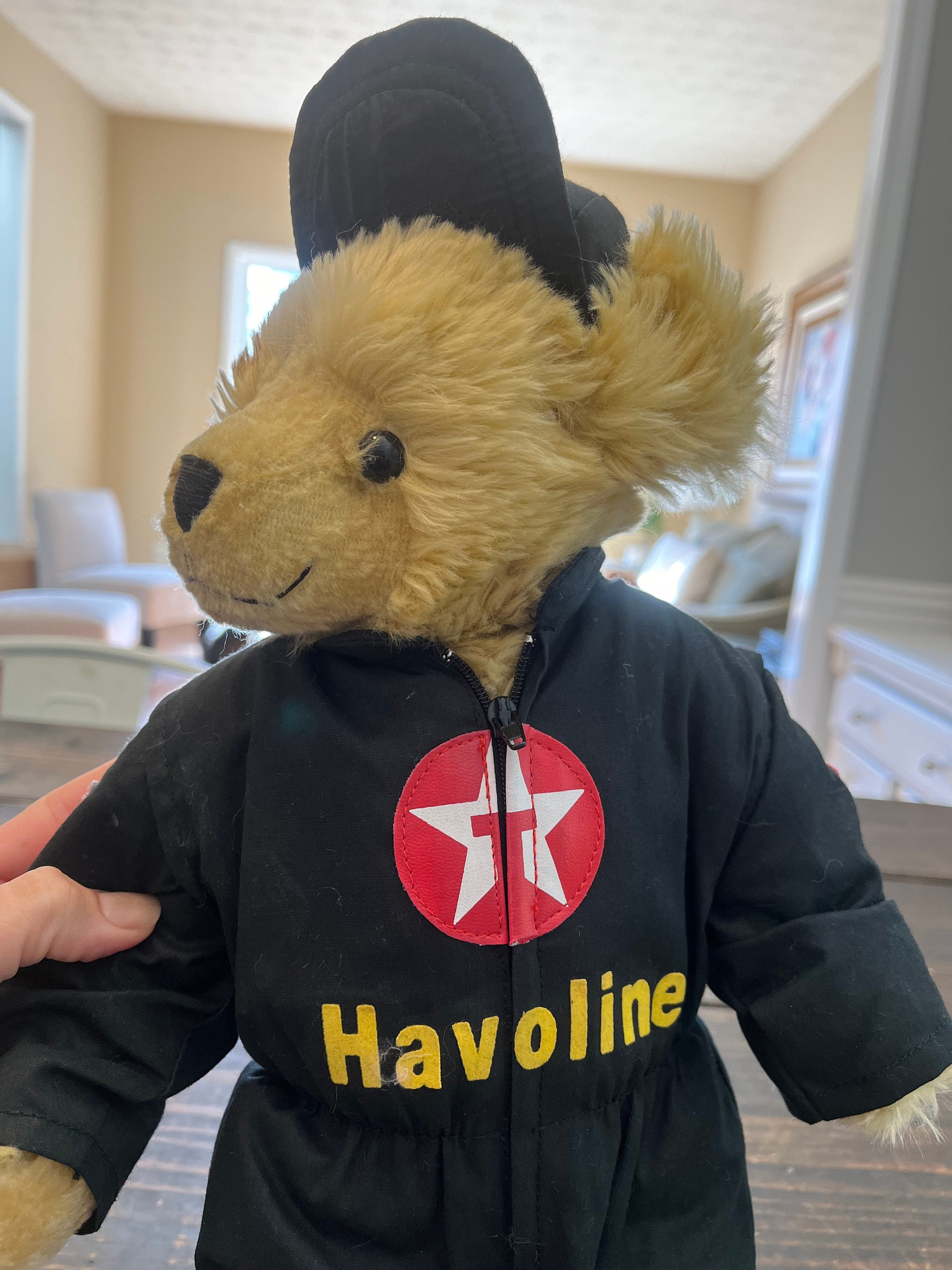 Vintage Plush Bear Speedy Racing Texaco Havoline Pit Crew Jump