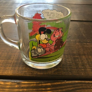 Vintage 1978/1980s McDonald&#39;s Garfield Jim Davis Glass Mugs/Cups -