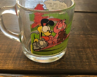 Vintage 1978/1980s McDonald's Garfield Jim Davis Glass Mugs/Cups -