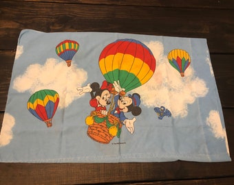 Vintage Disney Mickey Mouse Hot Air Balloon Pillow case