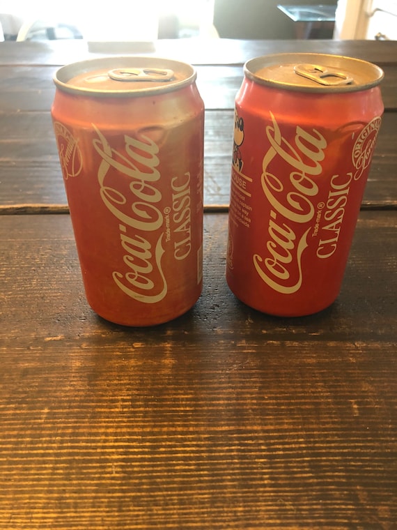 Vintage Pair of 1986 Coca-cola Mickey Mouse Aluminum Can