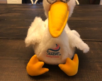 Vintage 1993 Suave Baby Care White Stork Bird Plush Animal  Helene Curtis