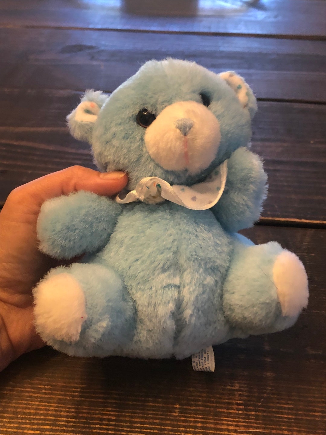 Vintage Russ Berrie Plush Baby Blue Baby Rattle Teddy Bear Stuffed ...