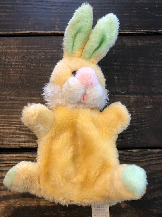 Marionnette à main en peluche lapin de Pâques cible vintage -  France