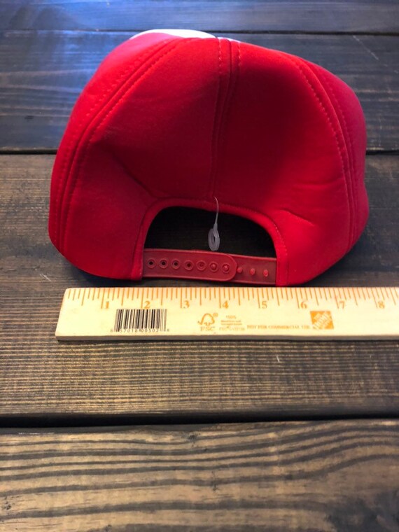 Vintage 100% polyester red and white Truckers hat… - image 5