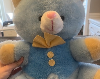 Vintage bebé azul peluche oso de peluche animal relleno