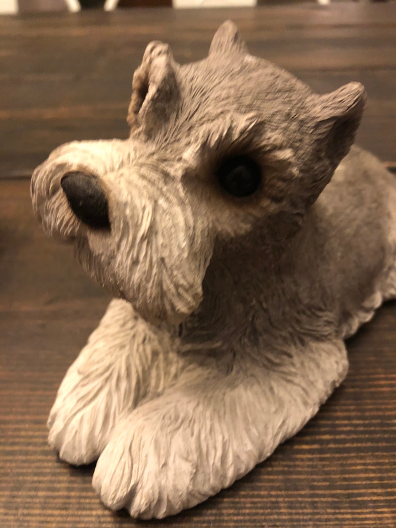 Sandicast Schnauzer Dog Figurine Sculpture Artist Signed Sandra Brue California USA