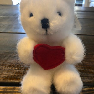 Vintage Dakin White Teddy Bear Plush Stuffed Animal
